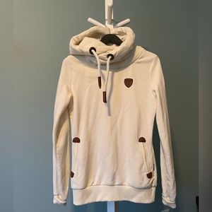 Cream hoodie, oversized neck